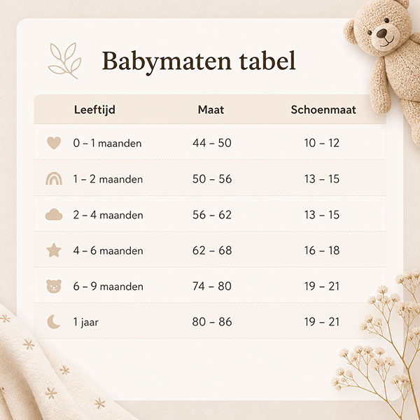 Babymaten tabel - Slimmetkleintjes.nl