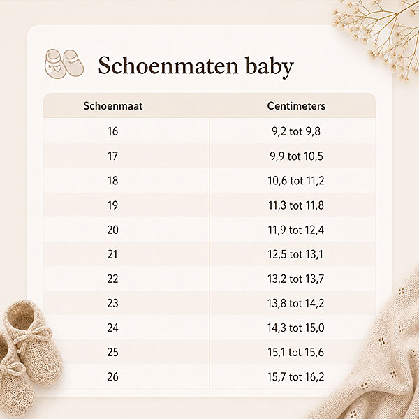 Babyschoenmaten - Slimmetkleintjes.nl