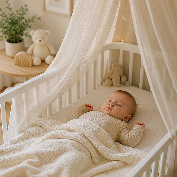 baby bedtijd routine met dekentje en zachte verlichting